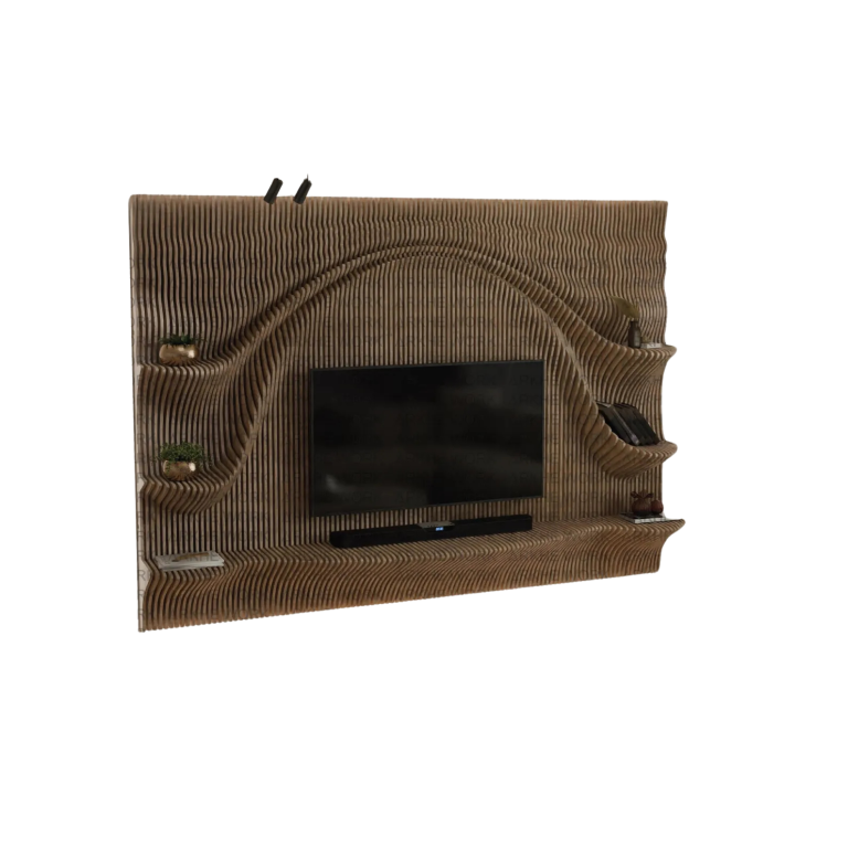 Parametric Wavy Wooden TV Unit