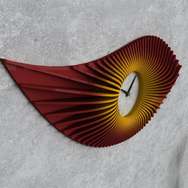 Parametric Wavy Wooden Wall Decor Clock