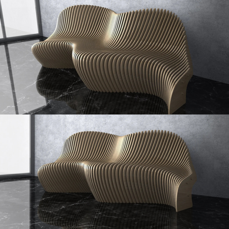 Parametric Large Wavy Bench