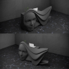 Sculptural CNC Reception Desk: Modern Parametric Face Design