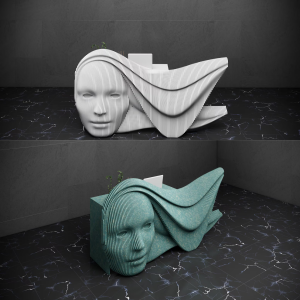 Wooden Face Sculpture