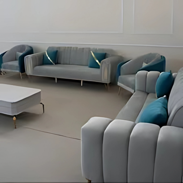 Luxurious Velvet Sofa with Sleek Steel Legs - Mobila Design