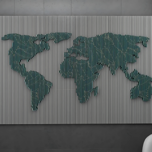 CNC-Crafted Global Grid Wall Art – Stunning World Map Design