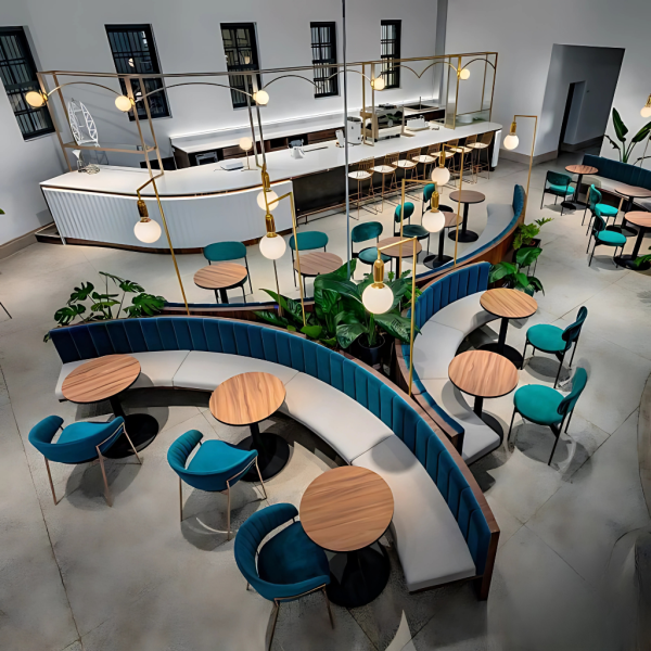 Cozy Café Booth Seating for Relaxed Dining & Socializing