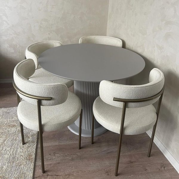 Modern Slate Round Table & Chair Set for Chic Dining Spaces