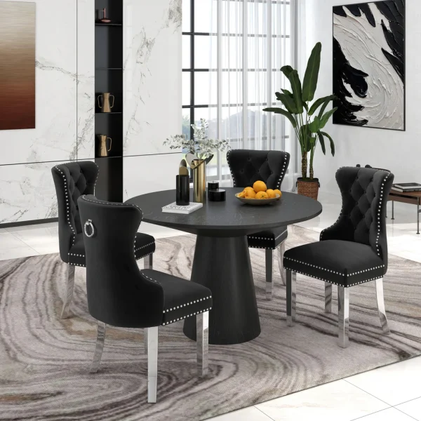 Round Dining Collection, Pedestal Dining Table with Matching Chairs Set