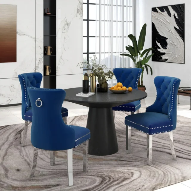 Round Dining Collection, Pedestal Dining Table with Matching Chairs Set
