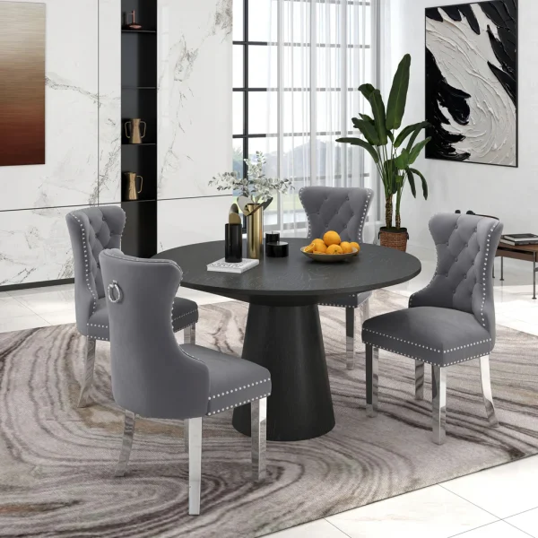 Round Dining Collection, Pedestal Dining Table with Matching Chairs Set
