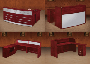 Elegant Mahogany Veneer Reception Desk for Professional Spaces
