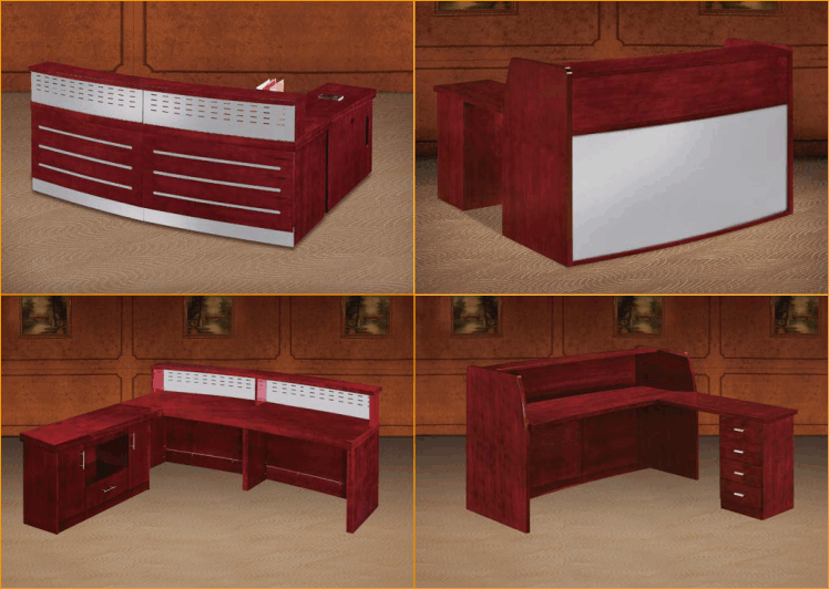 Elegant Mahogany Veneer Reception Desk for Professional Spaces
