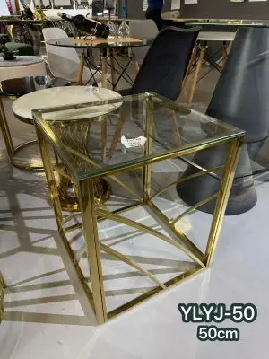 Chic Gold-Sided Coffee Glass Table for Elegant Home Decor