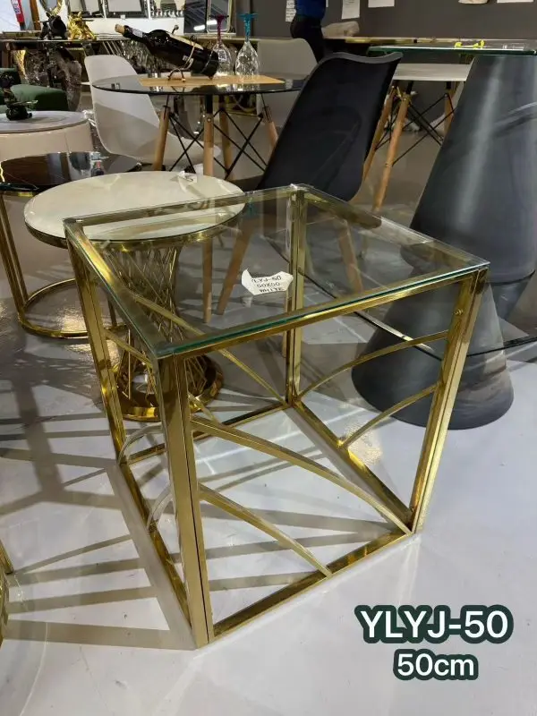 Chic Gold-Sided Coffee Glass Table for Elegant Home Decor