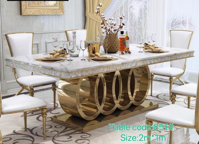 Modern Marbled Dining Table Set with Stylish Chairs