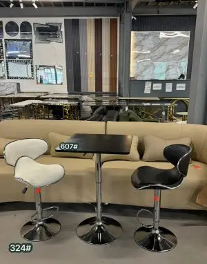 Modern Bistro Set: Adjustable Table + 2 Faux-Leather Stools