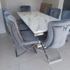 Elegant Marble Top Dining Table Set with 8 Stylish Chairs