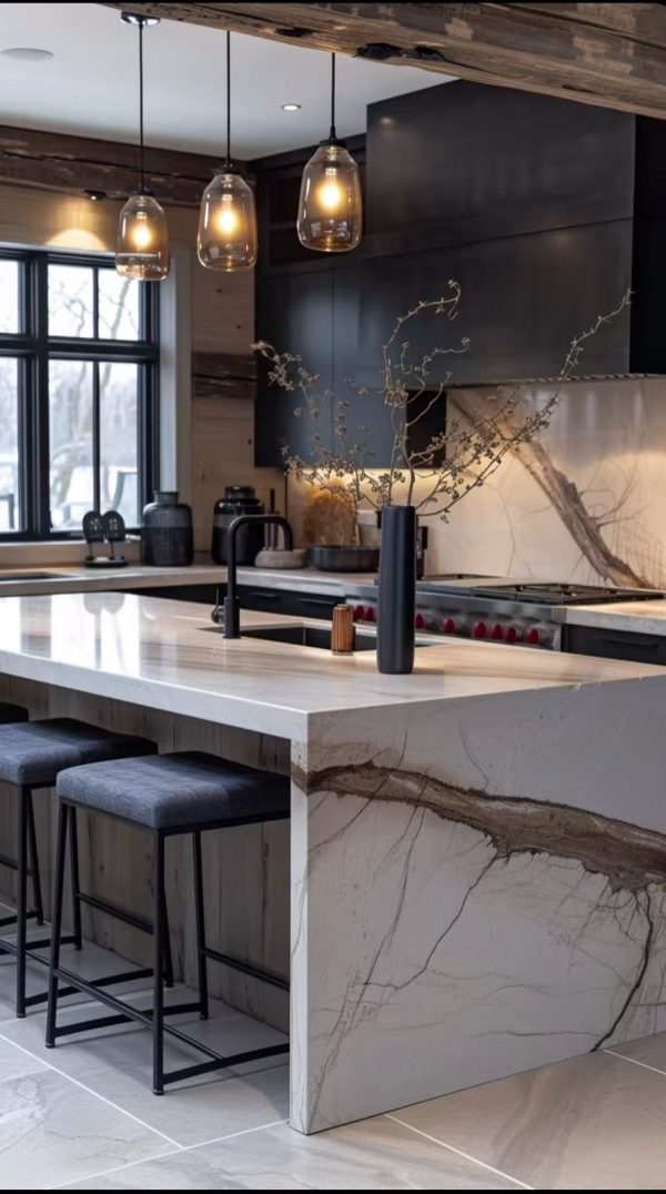 Marble Waterfall Island Counter