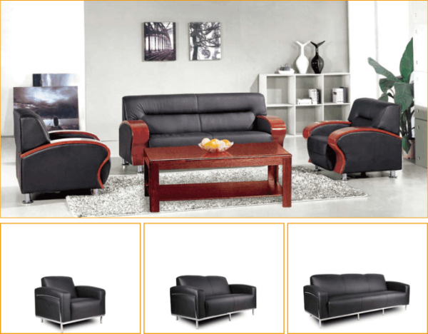 Classic Genuine Leather Couch for Sophisticated Offices
