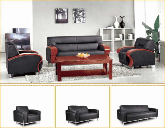 Classic Genuine Leather Couch for Sophisticated Offices