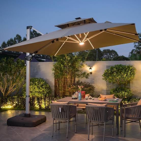 The Riviera Cantilever Patio Umbrella Set