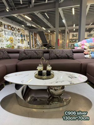 Silver Sphere Marble Coffee Table