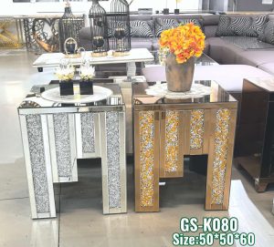 Luxe Crystal Mirror Side Table