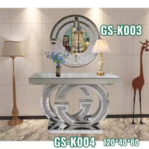 Glam Crushed Crystal Console Table & GS-K003 Mirror Set
