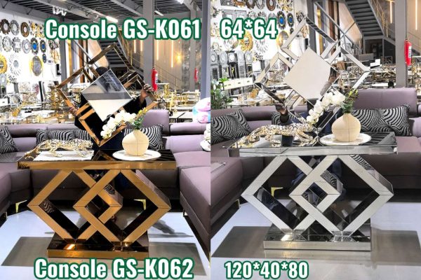 Modern Geometric Console Table + GS-K061 Diamond Mirror Set
