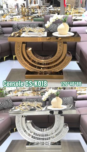 Luxe Half-Moon Crystal Console Table (Gold & Silver Options)