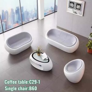 Futuristic White Pod Lounge Set – 5 Piece Sofa & Table Combo