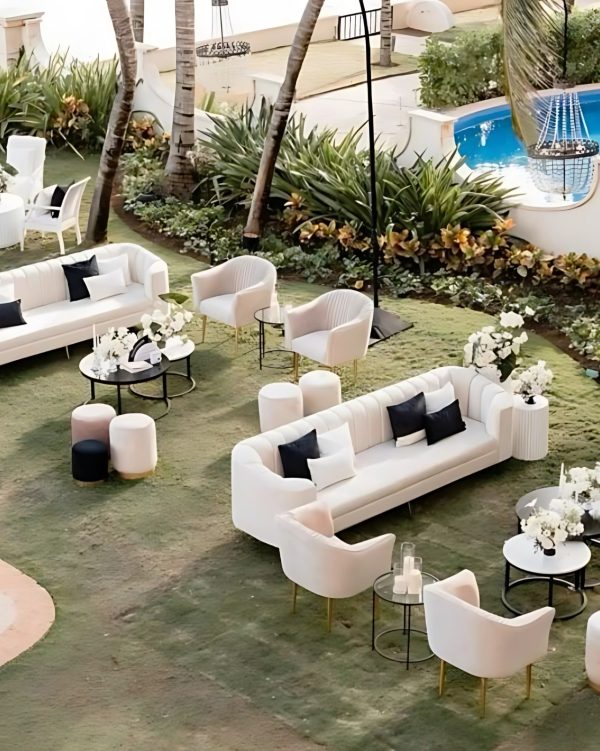 Outdoor Event Lounge Furniture Set – White Sofas & Chairs Collection