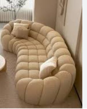 Curved Modular Sofa – Beige Bouclé Finish