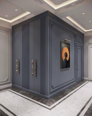Built-In Wardrobe with Decorative Paneling & Modern Handles