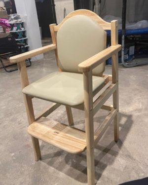 Wooden High Chair with Cushioned Seat & Footrest