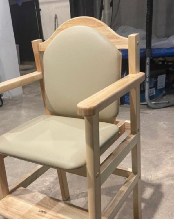 Wooden High Chair with Cushioned Seat & Footrest