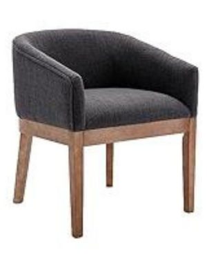 Barrel Accent Chair with Wooden Base – Charcoal Grey
