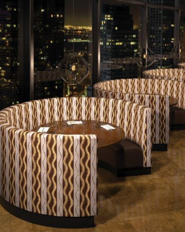 Curved Restaurant Booth Seating with Upholstered Design