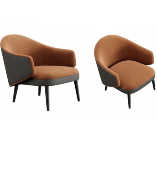 Accent Armchair with Two-Tone Upholstery – Rust & Black