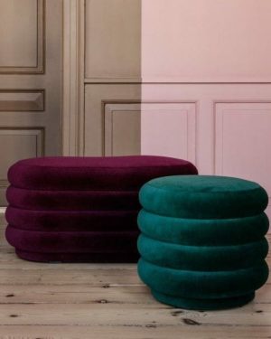 Velvet Layered Ottomans – Set of 2 (Plum & Emerald)