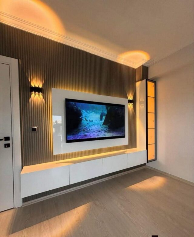 Ivory Vitrine LED TV Wall