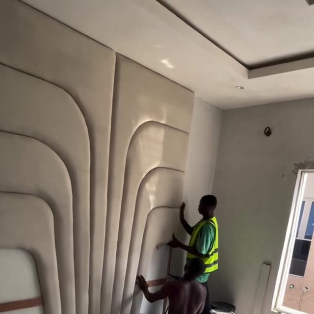 Sculpted Wave Upholstered Feature Wall