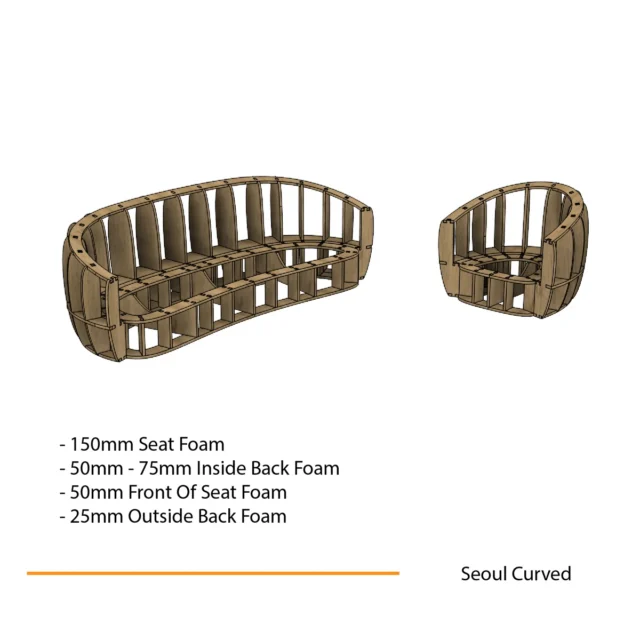 Seoul Curved Sofa & Chair — Wooden Frame