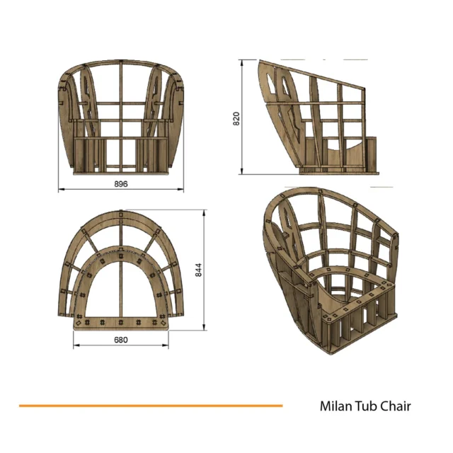 Milan Tub Chair — Wooden Frame