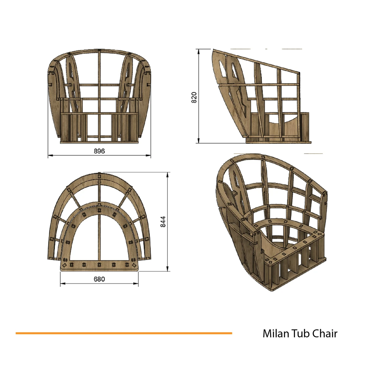 Milan Tub Chair — Wooden Frame 1 Milan Tub Chair — Wooden Frame