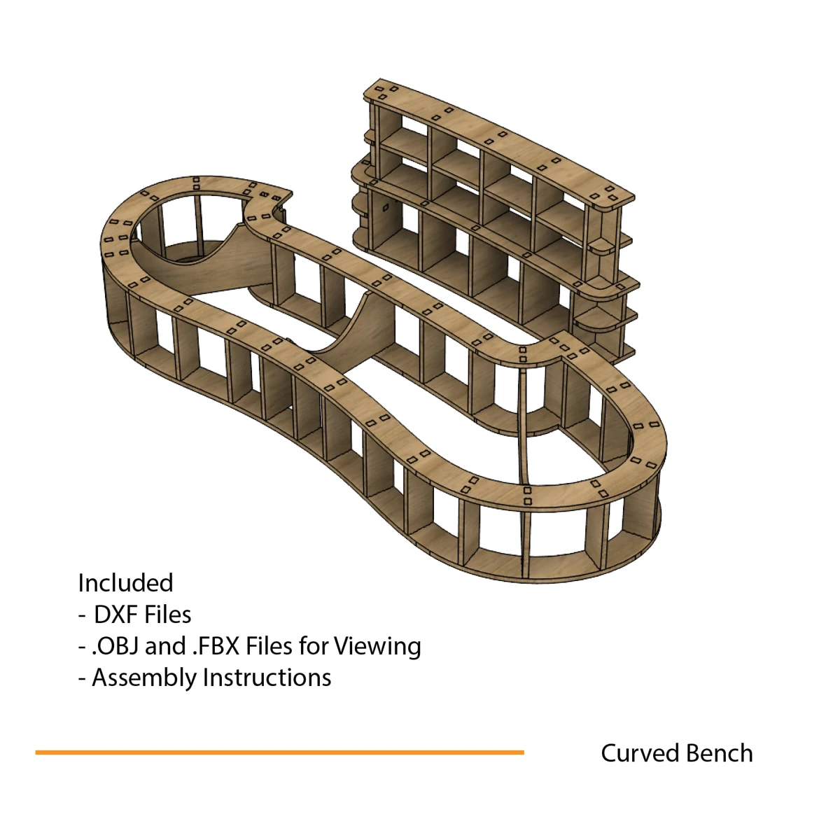 Curved Bench — Wooden Frame 1 Curved Bench — Wooden Frame