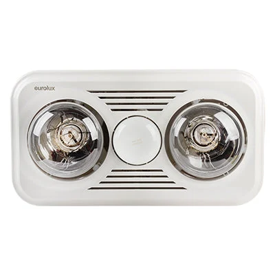 Eurolux C85W Bathroom Rectangular 3 in 1 White Heater, Light & Extractor