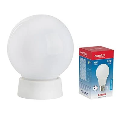 Eurolux EA278 Budget Light Opal incl. LED A60 Globe 6w Cool White