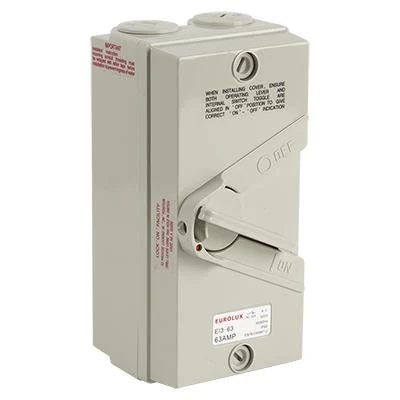 Eurolux EI3-63 Waterproof Isolator 63A 3 Pole IP66