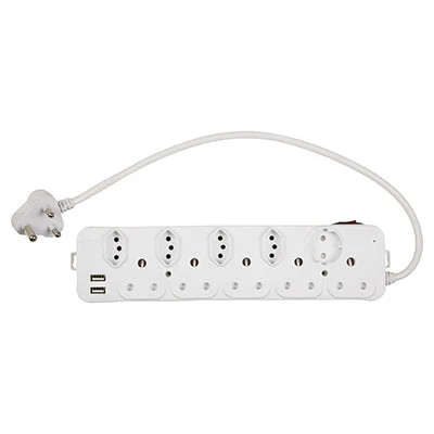 Eurolux EP64USB 10 Way Multi Plug 5x16A 3Pin Plug 4x16A ZA Plug 1xSch 2xUSB Ports