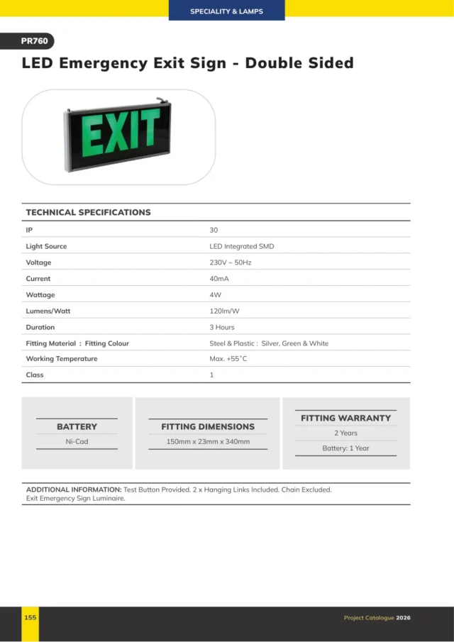 Radiant PR760 LED Emergency Exit Sign - Double Sided