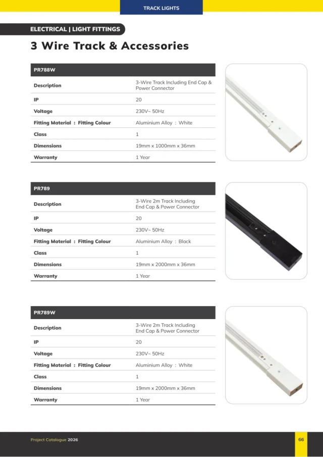 Radiant PR789 3-Wire 2m Track Including End Cap & Power Connector · Black · 19mm x 2000mm x 36mm